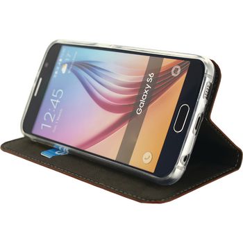 MOB-22975 Smartphone premium gelly book case samsung galaxy s6 bruin In gebruik foto