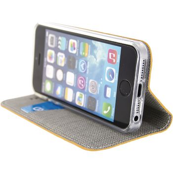 MOB-23033 Smartphone premium gelly book case apple iphone 5 / 5s / se geel In gebruik foto