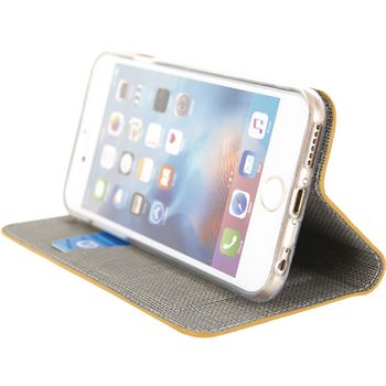 MOB-23035 Smartphone premium gelly book case apple iphone 6 plus / 6s plus geel In gebruik foto