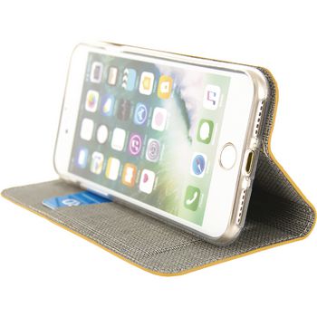 MOB-23036 Smartphone premium gelly book case apple iphone 7 / apple iphone 8 geel In gebruik foto