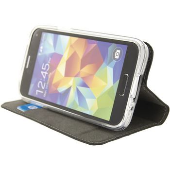 MOB-23084 Smartphone premium gelly book case samsung galaxy s5 mini zwart In gebruik foto