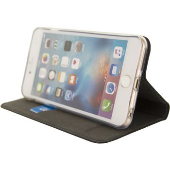MOB-23177 Smartphone premium gelly book case apple iphone 6 plus / 6s plus zwart In gebruik foto