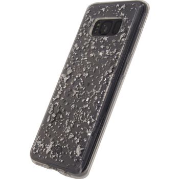 MOB-23206 Smartphone glitter case samsung galaxy s8 zilver In gebruik foto