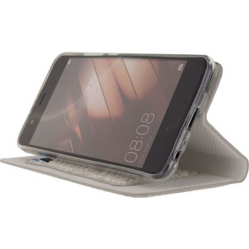 MOB-23452 Smartphone premium gelly book case huawei p10 snake light grey In gebruik foto