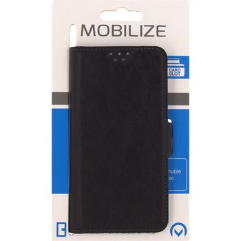MOB-23736 Smartphone premium 2-in-1 wallet case universal s zwart In gebruik foto