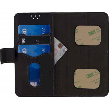 MOB-23738 Smartphone premium 2-in-1 wallet case universeel l zwart Product foto