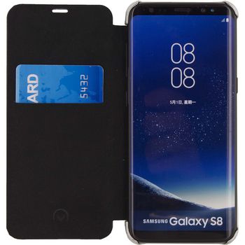 MOB-23976 Smartphone elegant book case samsung galaxy s8 zilver In gebruik foto