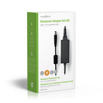NBARF4506FBK Notebook-adapter | 45 w | 7,4 x 5,0 mm center pin (dell smart plug) | 19.5 vdc | 2.31 a | type-f (ce Verpakking foto