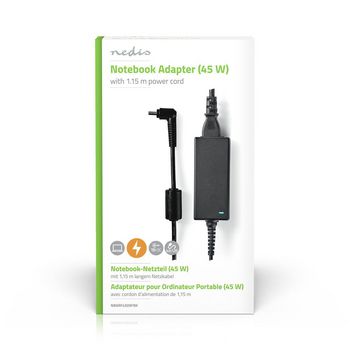 NBARF4509FBK Notebook-adapter 45 w | 4,0 x 1,35 mm | 19 v / 2,37 a | geschikt voor asus | incl. voedingskabel  foto