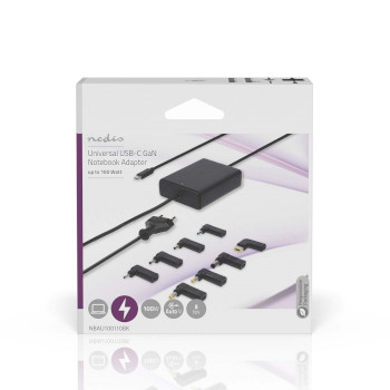 NBAU100110BK Notebook-adapter | gan | 100 w | 5 / 9 / 12 / 15 / 20 v dc | 3.0 / 5.0 a | gebruikt voor: notebook /  foto