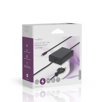 NBAU45110BK Notebook-adapter | gan | 45 w | 5 / 9 / 12 / 15 / 20 v dc | 2.25 / 2.33 / 2.92 / 3.0 a | gebruikt vo Verpakking foto