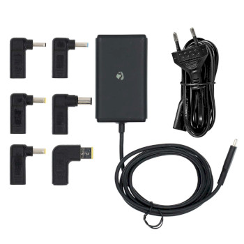 NBAU65110BK Notebook-adapter | gan | 65 w | 5 / 9 / 12 / 15 / 20 v dc | 2.4 / 3.0 / 3.25 a | gebruikt voor: note Inhoud verpakking foto