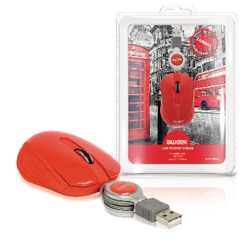 NPMI1080-03 Bedrade muis draagbaar 3 knoppen rood