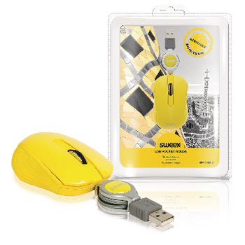 NPMI1080-05 Bedrade muis draagbaar 3 knoppen geel
