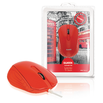 NPMI1180-03 Bedrade muis bureaumodel 3 knoppen rood
