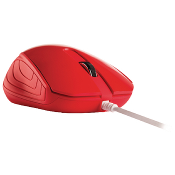 NPMI1180-03 Bedrade muis bureaumodel 3 knoppen rood In gebruik foto