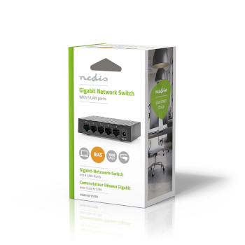 NSWH5P110BK Netwerk-switch | bekabelde snelheid: gigabit | aantal ethernetpoorten: 5 Verpakking foto