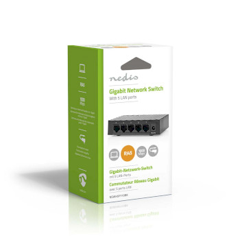 NSWH5P110BK Netwerk-switch | bekabelde snelheid: gigabit | aantal ethernetpoorten: 5 Verpakking foto