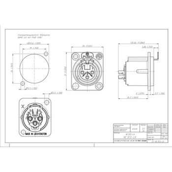 NTR-NC3FDLXBAG 3-polig vrouwelijk stopcontact, soldeerbekers, zwart metalen behuizing, zilveren contacten Product foto