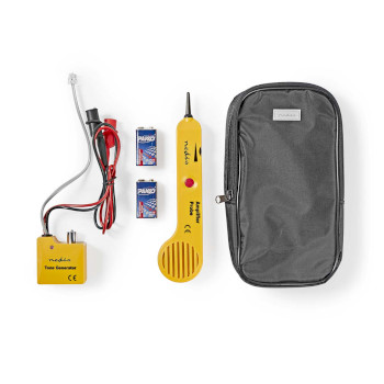 NWTG100YE Pc en multimedia kabel tester | toongenerator | led-indicator | koptelefoonaansluiting | batterij ge Inhoud verpakking foto