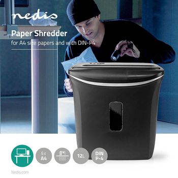 PASH120BKA4 Papierversnipperaar | kruissnede | 6x a4-pagina\'s | 12 l | veiligheidsnorm: din 4 | 300 w | zwart Product foto