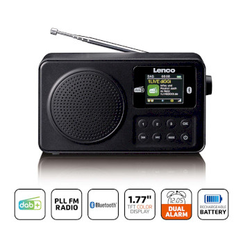 PDR-033BK Draagbare dab+/fm-radio met bluetooth zwart