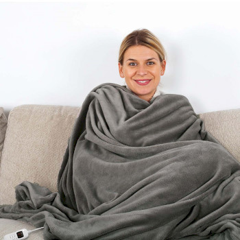 PEBL150CGY Elektrische deken | bovendeken | 2 personen | 200 x 180 cm | 9 warmte standen | wasmachinebestendig  Product foto