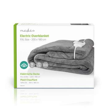 PEBL150CGY Elektrische deken | bovendeken | 2 personen | 200 x 180 cm | 9 warmte standen | wasmachinebestendig   foto