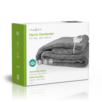 PEBL150CGY Elektrische deken | bovendeken | 2 personen | 200 x 180 cm | 9 warmte standen | wasmachinebestendig  Verpakking foto