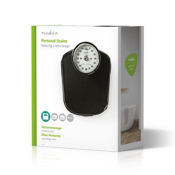 PESC110ABK Personenweegschaal | analoog | zwart | rubber | antislip weegplateau | maximaal weegvermogen: 160 kg Verpakking foto