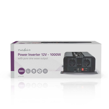 PIP100012FBK Omvormer pure sinusgolf | ingangsvoltage: 12 v dc | apparaat stroomoutput: type f (cee 7/3) / usb-a   foto