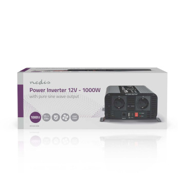 PIP100012FBK Inverter pure sinusgolf | ingangsvoltage: 12 v dc | apparaat stroomoutput: type f (cee 7/3) / usb-a   foto