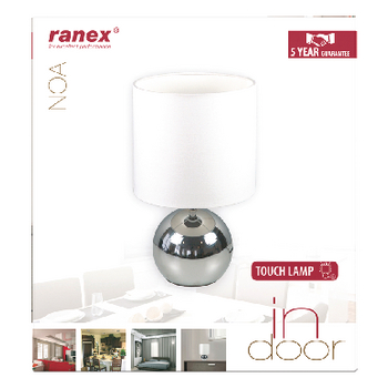 RA-INDOOR22 Tafellamp touch-functie 40 w chroom / wit Verpakking foto