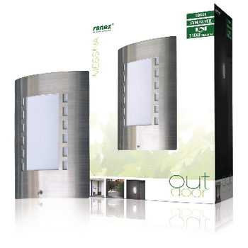 RA-OUTDOOR5 Wandlamp buiten 60 w dag/nacht geborsteld staal Verpakking foto