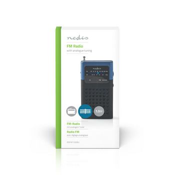 RDFM1100BU Fm-radio | draagbaar model | fm | batterij gevoed | analoog | 1.5 w | zwart-wit scherm | koptelefoon Verpakking foto