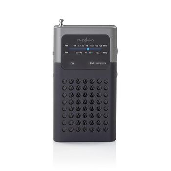 RDFM1100GY Fm-radio | draagbaar model | fm | batterij gevoed | analoog | 1.5 w | zwart-wit scherm | koptelefoon