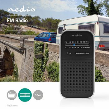 RDFM1110SI Fm-radio | draagbaar model | am / fm | batterij gevoed | analoog | 1.5 w | zwart-wit scherm | koptel Product foto