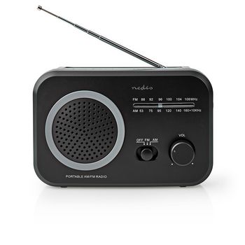 RDFM1330GY Fm-radio | draagbaar model | am / fm | batterij gevoed / netvoeding | analoog | 1.8 w | zwart-wit sc