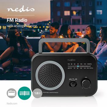 RDFM1330GY Fm-radio | draagbaar model | am / fm | batterij gevoed / netvoeding | analoog | 1.8 w | zwart-wit sc Product foto
