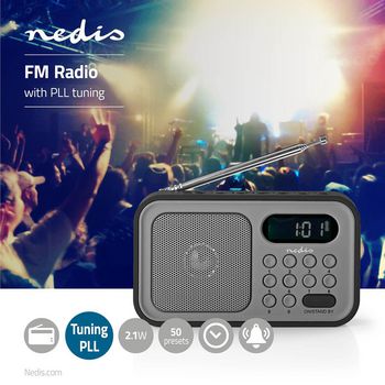RDFM2200BK Fm-radio | 2,1 w | klok & alarm | grijs / zwart Product foto
