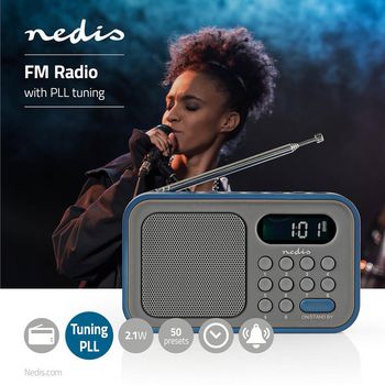 RDFM2200BU Fm-radio | 2,1 w | klok & alarm | grijs / blauw Product foto