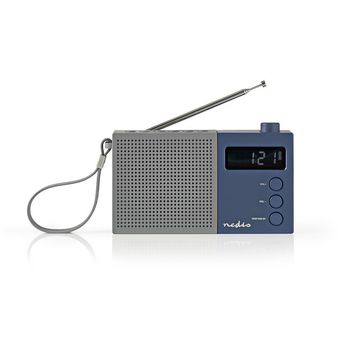 RDFM2210BU Fm-radio | 2,1 w | klok & alarm | multifunctionele draaiknop | grijs / blauw Product foto