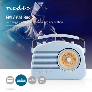 RDFM5000BU Fm-radio | tafelmodel | am / fm | batterij gevoed / netvoeding | analoog | 4.5 w | koptelefoonoutput Product foto