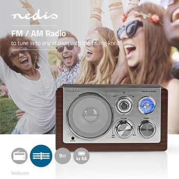 RDFM5100BN Fm-radio | tafelmodel | am / fm | batterij gevoed / netvoeding | analoog | 9 w | bruin Product foto