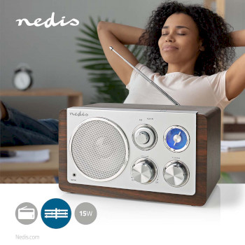 RDFM5110BN Fm-radio | tafelmodel | fm | netvoeding | analoog | 15 w | bruin Product foto