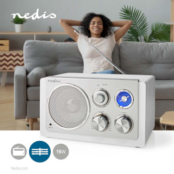 RDFM5110WT Fm-radio | tafelmodel | fm | netvoeding | analoog | 15 w | ip20 | wit Product foto