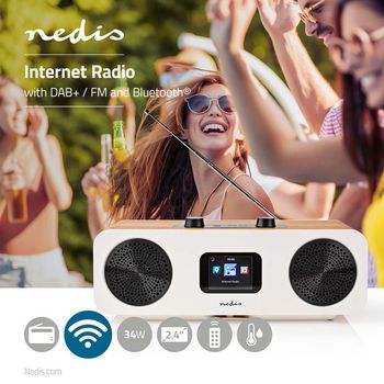 RDIN2500WT Internetradio | tafelmodel | bluetooth® / wi-fi | dab+ / fm / internet | 2.4 \