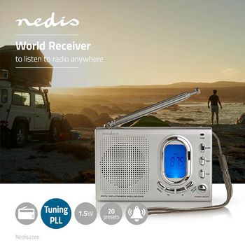 RDWR1000GY Wereldradio | draagbaar model | am / fm / sw | batterij gevoed / netvoeding | digitaal | 1.5 w | kop Product foto