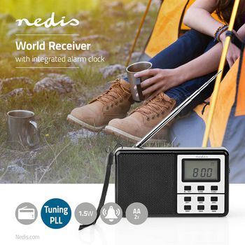 RDWR1100BK Wereldradio | draagbaar model | am / fm / sw | batterij gevoed | digitaal | 1.5 w | koptelefoonoutpu Product foto