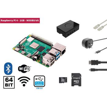 RP4KIT1GB Raspberry pi 4 1 gb starter kit + noobs software tool